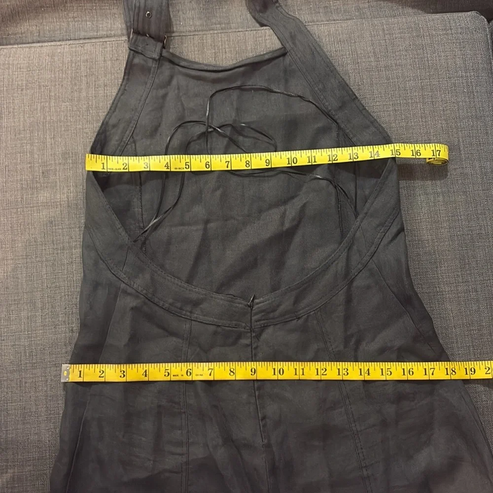 ZARA 100% Linen Halter Midi Dress Grey Medium Bloggers Favorite Coastal Beach